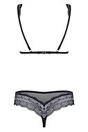 Bra and panty lingerie set, sheer mesh, lace edge